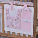 Ver imagem 1 de Porta Treco e Fralda Organizador Quarto de Bebê Menino Menina 1 Peça com Laço:safari Rosa