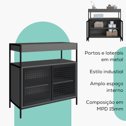 Armario Gabinete Industrial Banheiro P1038 Grafite Pp Milani Store - 4