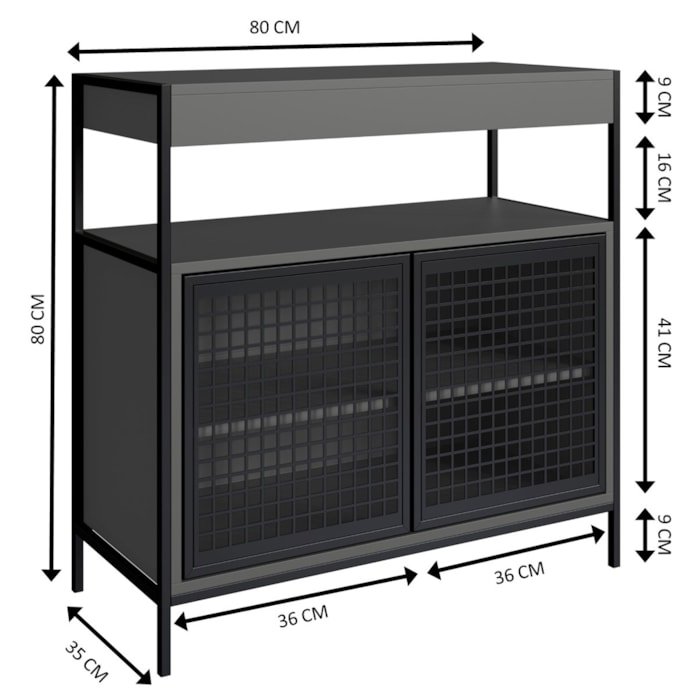 Armario Gabinete Industrial Banheiro P1038 Grafite Pp Milani Store - 3