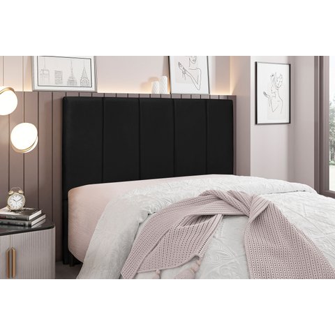 Cabeceira King Size Estofada Suede 195cm Ravena Preto