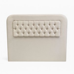 Cabeceira Casal Moderna Cama Box Capitonê Suede Bege 1,40m
