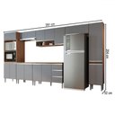 Ver imagem 4 de Armário de Cozinha Thalia 14 Portas 3 Gavetas Freijó/cinza - Pnr Móveis