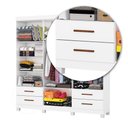 Ver imagem 5 de Guarda-roupa Casal Mondo 6 Portas 4 Gavetas com Pés e Espelho Branco - Pnr Móveis