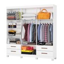 Ver imagem 2 de Guarda-roupa Casal Mondo 6 Portas 4 Gavetas com Pés e Espelho Branco - Pnr Móveis