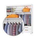 Ver imagem 6 de Guarda-roupa Casal Mondo 6 Portas 4 Gavetas com Pés e Espelho Branco - Pnr Móveis