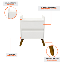 Kit Duas Mesas Organizadora Mesinha Cabeceira Mesa de Cabeceira Cama Quarto Pés Madeira Mdf Multifun - 6