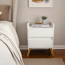 Ver imagem 4 de Kit Duas Mesas Organizadora Mesinha Cabeceira Mesa de Cabeceira Cama Quarto Pés Madeira Mdf Multifun