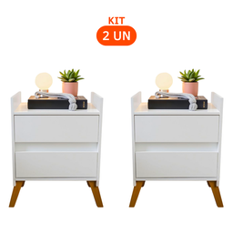 Kit Duas Mesas Organizadora Mesinha Cabeceira Mesa de Cabeceira Cama Quarto Pés Madeira Mdf Multifun - 5