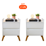 Kit Duas Mesas Organizadora Mesinha Cabeceira Mesa de Cabeceira Cama Quarto Pés Madeira Mdf Multifun - 5