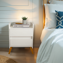 Kit Duas Mesas Organizadora Mesinha Cabeceira Mesa de Cabeceira Cama Quarto Pés Madeira Mdf Multifun - 2