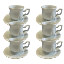 Kit Xícara de Café com Pires Bia Porcelana Branca – 6 Peças - 1