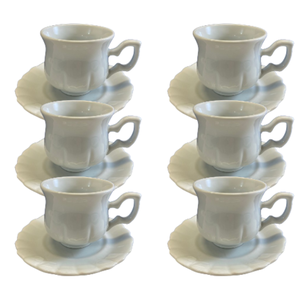 Kit Xícara de Café com Pires Bia Porcelana Branca – 6 Peças