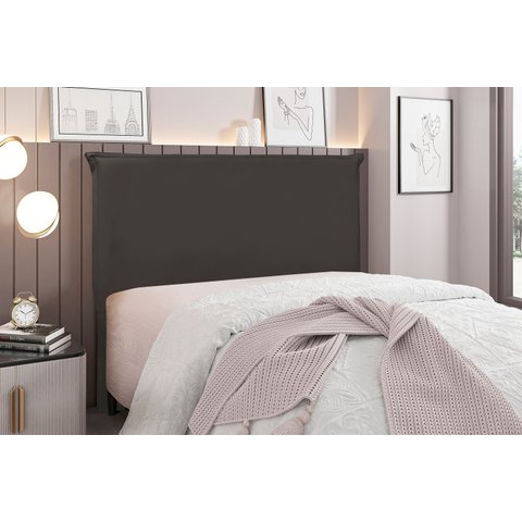 Cabeceira Casal 140cm Suede Veneza Cinza