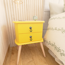 Ver imagem 4 de Mesa de Cabeceira 2 Gavetas Retrô Madeira Maçica Pés Palitos:amarelo