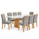 Ver imagem 2 de Conjunto Sala de Jantar 8 Lugares Retangular Tampo Vidro/MDF 200x90cm Mesa e Cadeiras Lyra