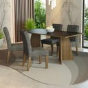 Ver imagem 1 de Conjunto Sala de Jantar Mesa Tampo de Madeira 4 Cadeiras Rustic/preto/silver Ruby Madesa