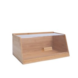 Porta pão de bambu com tampa transparente 35cm - Oikos - 1
