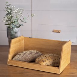 Porta pão de bambu com tampa transparente 35cm - Oikos - 6