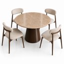 Ver imagem 3 de Mesa de Jantar Cone Redondo 80 cm Tampo Mármore Travertino Base Laca Marrom Cacau