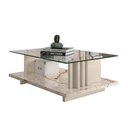 Ver imagem 1 de Mesa de Centro com Vidro Frizz - 7 Decor Calacata e Off White