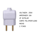 Ver imagem 2 de Pacote 10un Benjamin Tomada Pino Plug 2P Macho 10A:Branco