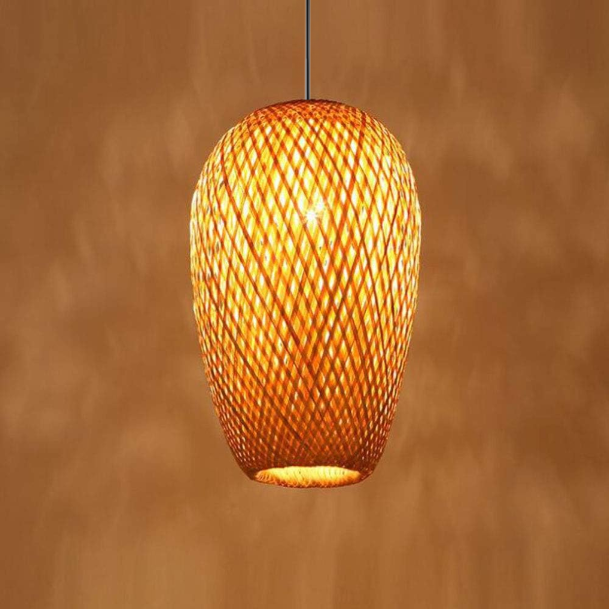 Ver imagem 3 de Lustre Pendente Bambu 37cm Fibra Natural Luminária Teto Kjdd-e-640-b2