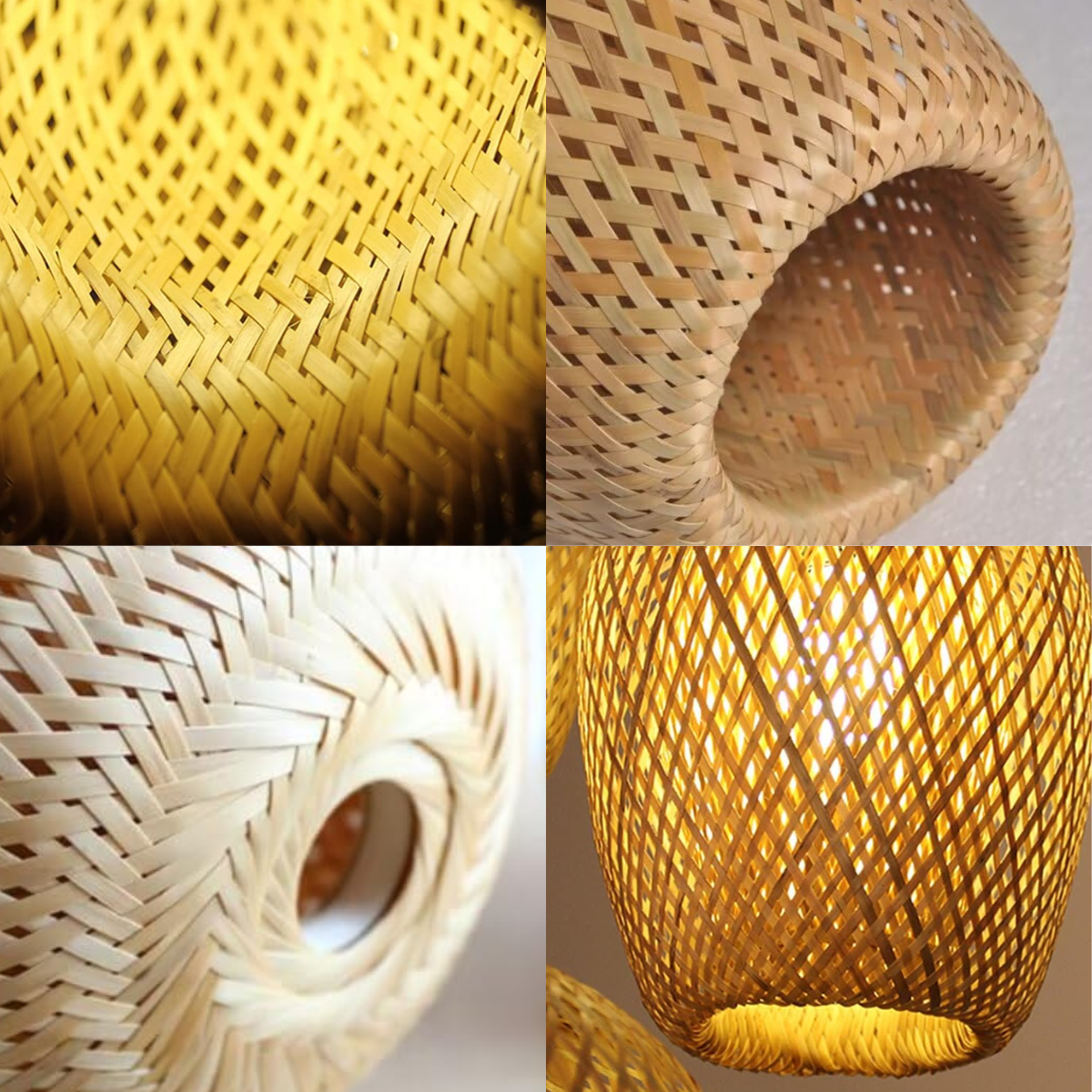 Lustre Pendente Bambu 37cm Fibra Natural Luminária Teto Kjdd-e-640-b2 - 9