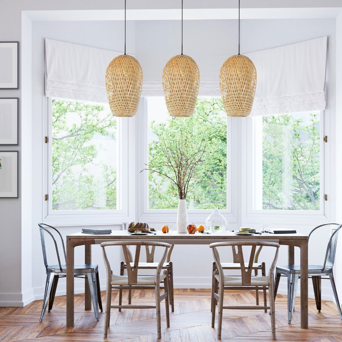 Ver imagem 7 de Lustre Pendente Bambu 37cm Fibra Natural Luminária Teto Kjdd-e-640-b2