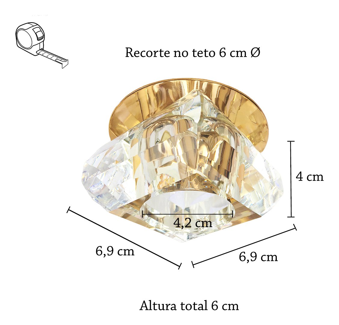 4 Spot Embutido Cristal Base Dourada G9 Lavabo Sala Bet11 - 5