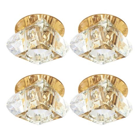 4 Spot Embutido Cristal Base Dourada G9 Lavabo Sala Bet11