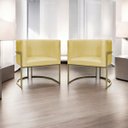 Ver imagem 2 de Kit 2 Poltronas Decorativa Recepção Luna Suede Cores Base de Ferro Champagne