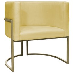 Kit 2 Poltronas Decorativa Recepção Luna Suede Cores Base de Ferro Champagne - 6