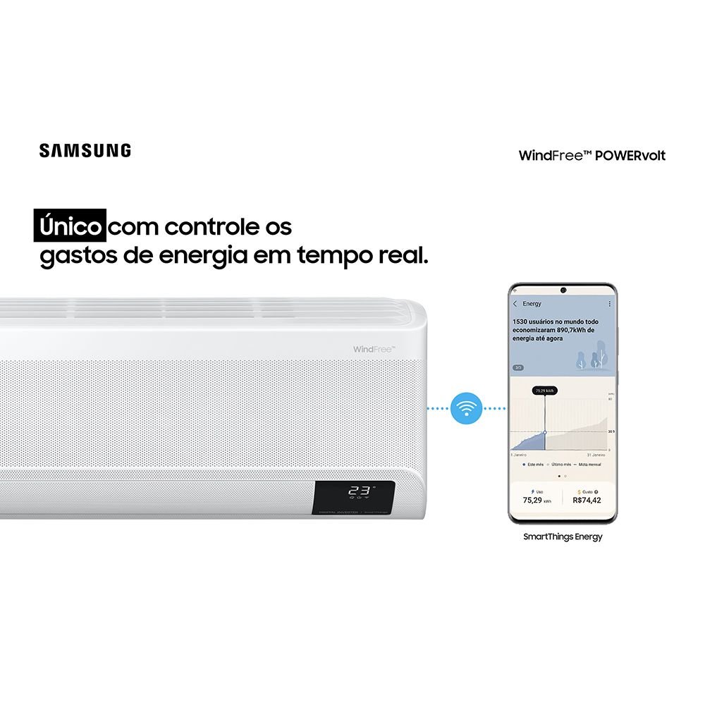 Ar Condicionado Split Inverter Samsung WindFree PowerVolt Frio 12000 BTUs Bivolt AR12BVFAVWKXAZ - 8