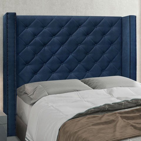 Cabeceira Casal 140cm Suede Vicenza Azul