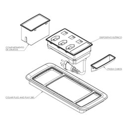 Caixa Regua Tomada Embutir 3 Tomadas 2 Rj45 1 Usb-c - 6