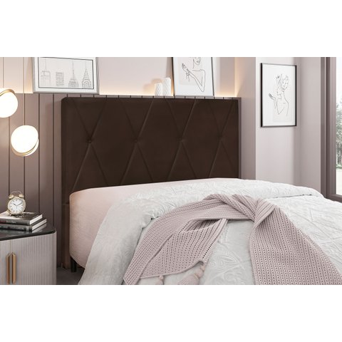 Cabeceira King Suede 195cm Aquilla Marrom