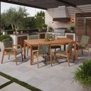 Ver imagem 1 de Mesa de Jantar com 04 Cadeiras sem Braço e 02 Cadeiras com Braço Trammare C07 Corda Verde Oliva - Ly