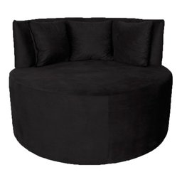 Sofá Puff Chaise Estofada Redondo Barcelona Almofadas Suede Preto Eli Móveis e Decoração - 1