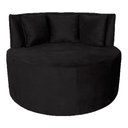 Ver imagem 1 de Sofá Puff Chaise Estofada Redondo Barcelona Almofadas Suede Preto Eli Móveis e Decoração