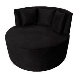 Sofá Puff Chaise Estofada Redondo Barcelona Almofadas Suede Preto Eli Móveis e Decoração - 2