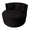Ver imagem 2 de Sofá Puff Chaise Estofada Redondo Barcelona Almofadas Suede Preto Eli Móveis e Decoração