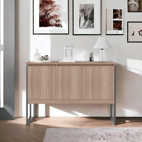 Buffet Valência 3 Portas MDP 120cm Montana Preto com Estrutura em Aço Casah