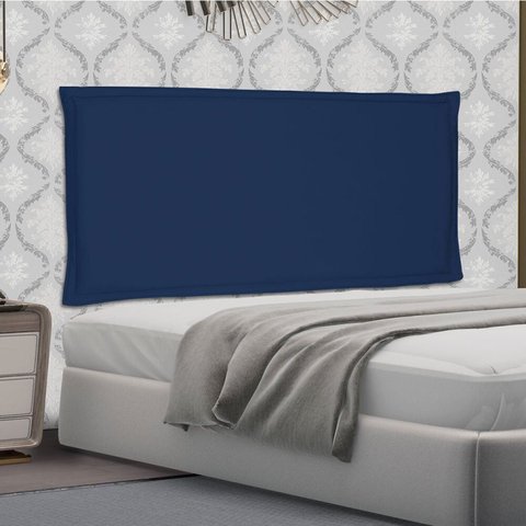 Cabeceira Suspensa Solteiro 90cm Suede Veneza Azul