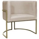 Ver imagem 1 de Poltrona Decorativa Recepção Luna Suede Base Ferro Champagne