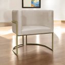 Ver imagem 2 de Poltrona Decorativa Recepção Luna Suede Base Ferro Champagne
