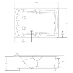 Banheira de Hidromassagem Ouro Fino Acrillic Dupla Premium 1,60m x 1,20m x 47cm - 2