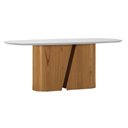 Ver imagem 1 de Mesa de Jantar 8 Lugares Retangular Orgânico com Vidro 200cm Salieri N01 Cinamomo Off White - Lyam
