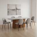 Ver imagem 2 de Mesa de Jantar 8 Lugares Retangular Orgânico com Vidro 200cm Salieri N01 Cinamomo Off White - Lyam