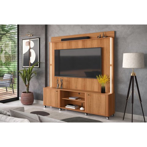 Estante com Rodízios Home para Sala Tv até 65 Polegadas Florença Lukaliam:jequitiba