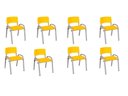Ver imagem 2 de Kit 8 Cadeira Iso Infantil Creche, Escola Base Cinza Amarelo